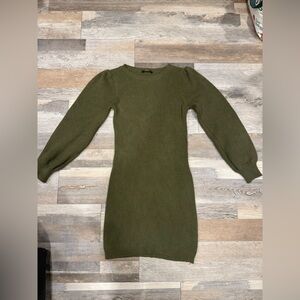 Olive Green Knit Sweater Dress